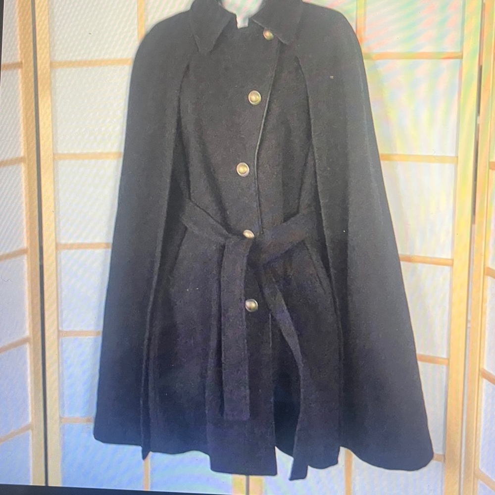 Banana Republic Black Wool Cape - Picture 3 of 12